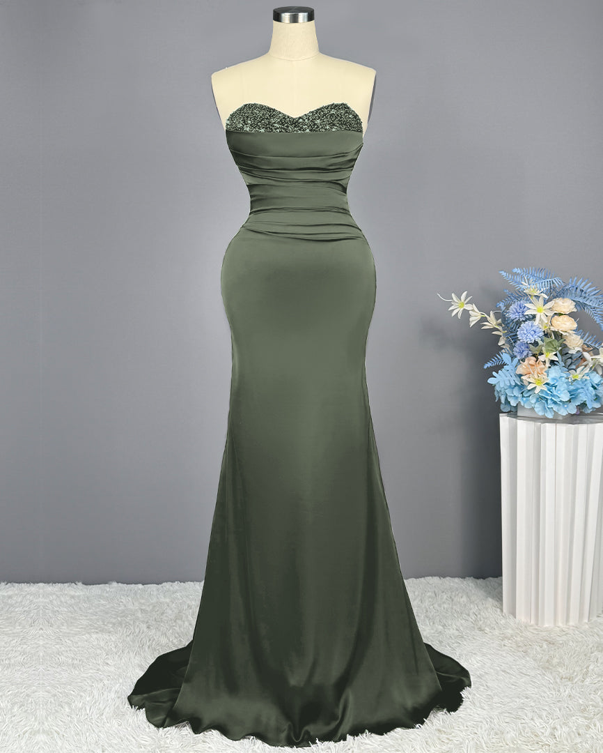 Sleeveless Mermaid Long Prom Gown with Sequined Sweetheart - View 10 | VelvetHem