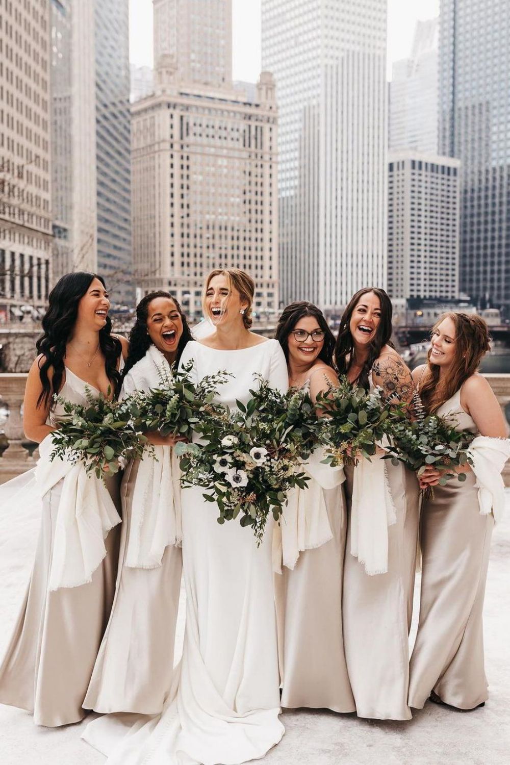 Simple A Line V Neck Light Champagne Long Bridesmaid Dress