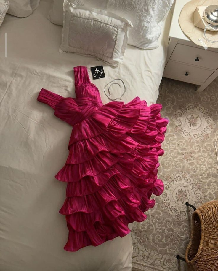 Hot Pink Tiered Ruffles Homecoming Dresses J7749