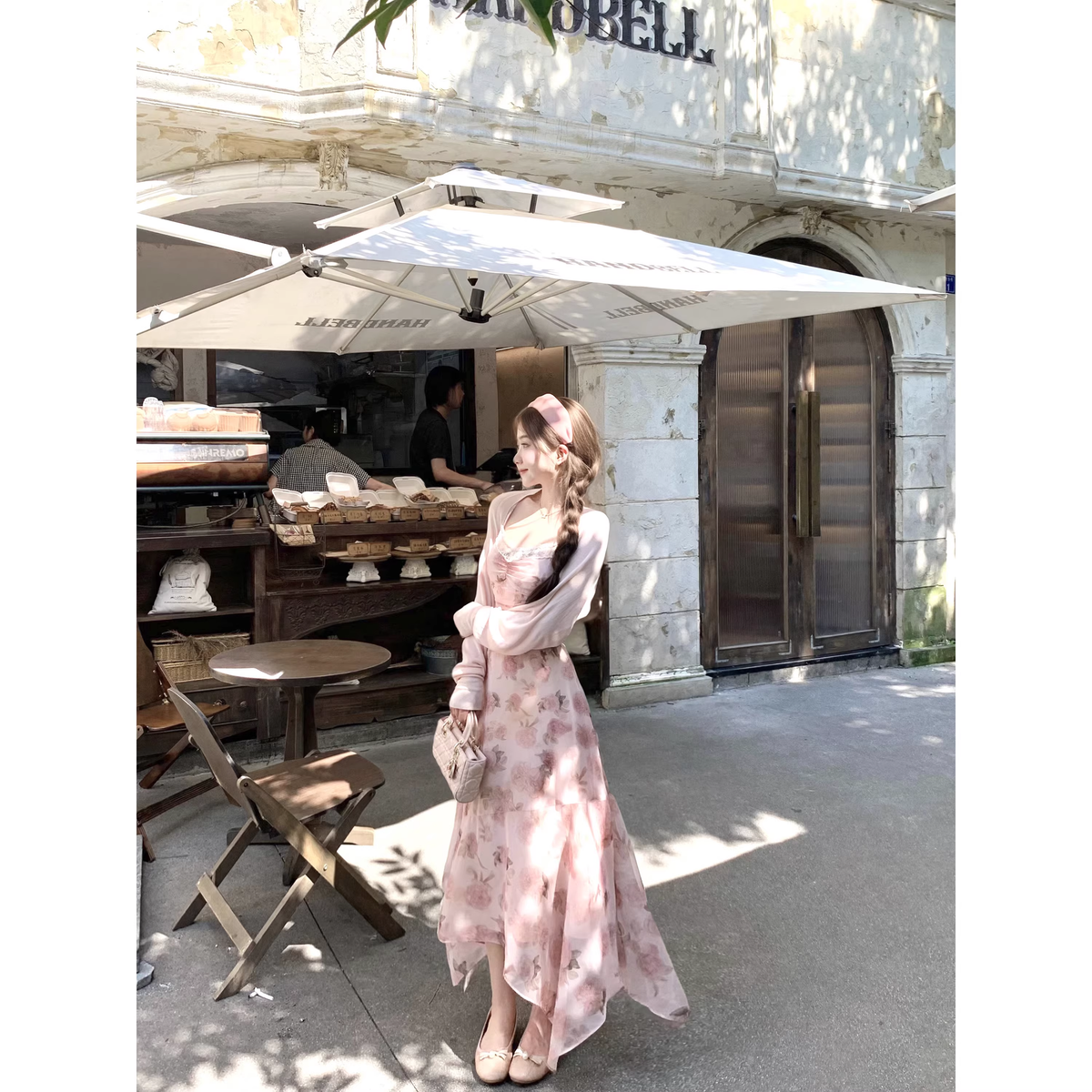 Slim-fit floral A-line maxi dress and cardigan set A127 - VelvetHem