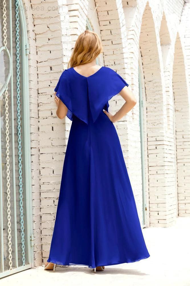 Zapdress Mother of The Bride Dresses Plus Size V-Neck Floor Length Formal Prom Dress for Wedding Guest 28020 (ZD17058)