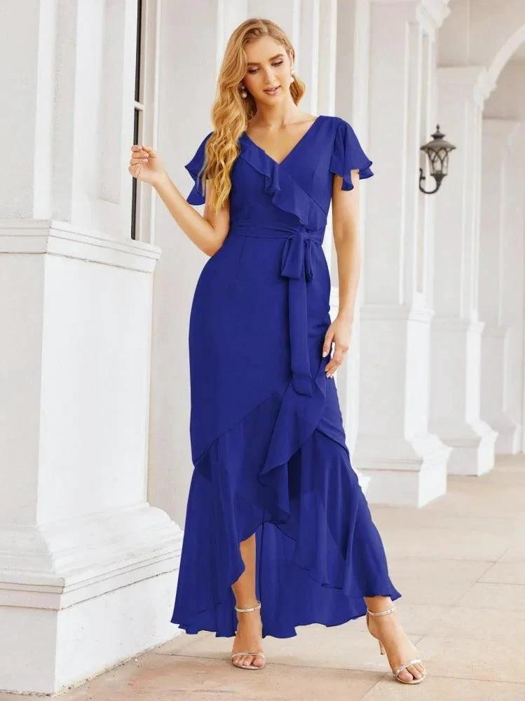 Numbersea Ruffled Bridesmaid Dresses Mermaid Formal Violin Evening Party Prom Gowns 28042 by numbersea