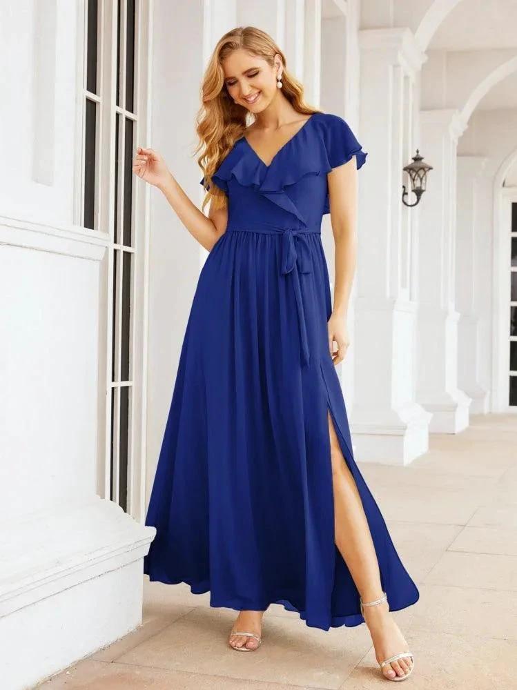 Bridesmaid Dresses with Flutter Sleeves Formal Evening Party Prom Gowns 28044 by numbersea