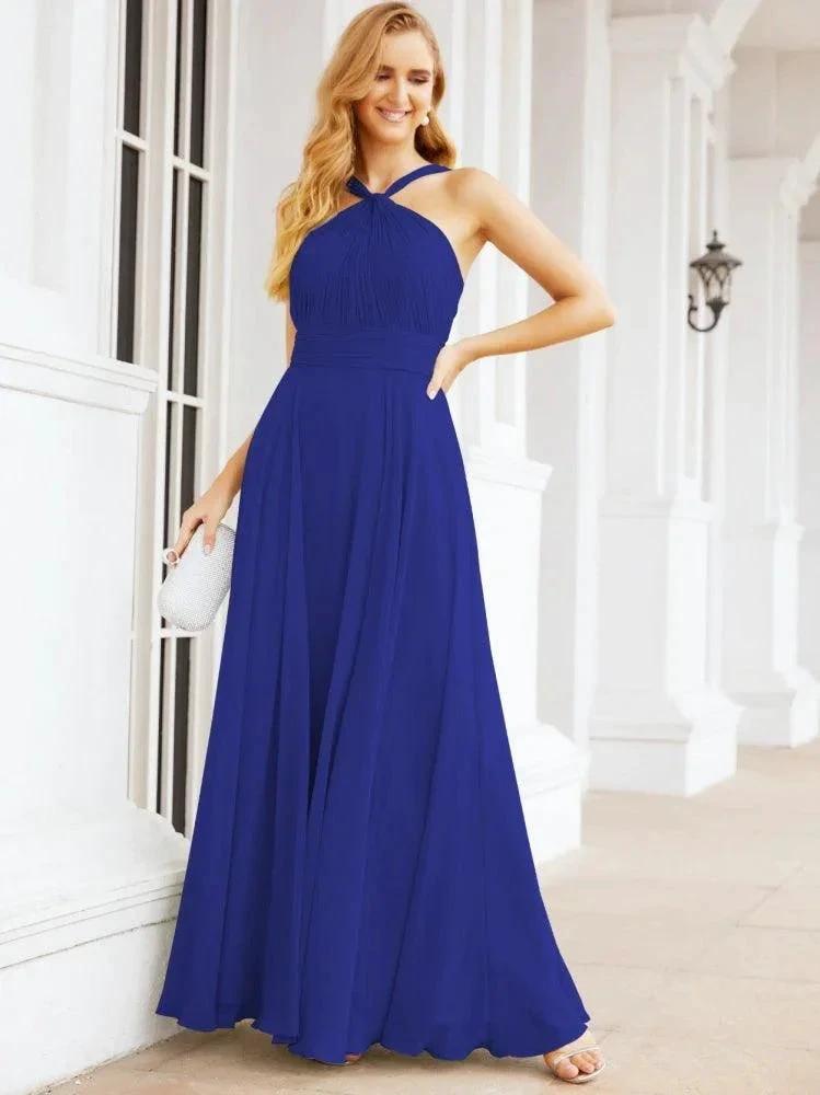 Numbersea Crisscross Halter Bridesmaid Dresses for Party Wedding Evening Prom Maxi Ball Gowns 28053 by numbersea