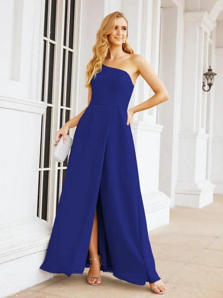 Numbersea Women's One Shoulder Formal Prom Gowns for Mother of The Bride Side Slit Bridesmaid Dresses 28052 by numbersea