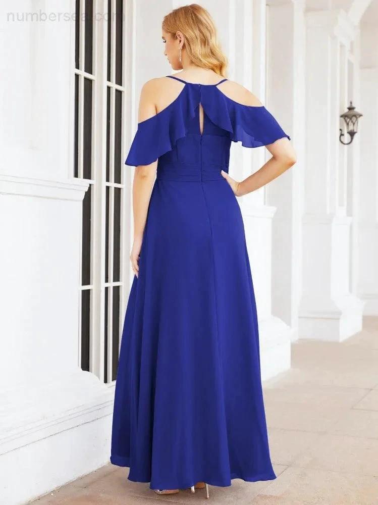 ZapDress Cold Shoulder Long Bridesmaid Dresses Side Slit Formal Prom Gowns Party Wedding 28070 (ZD16993)
