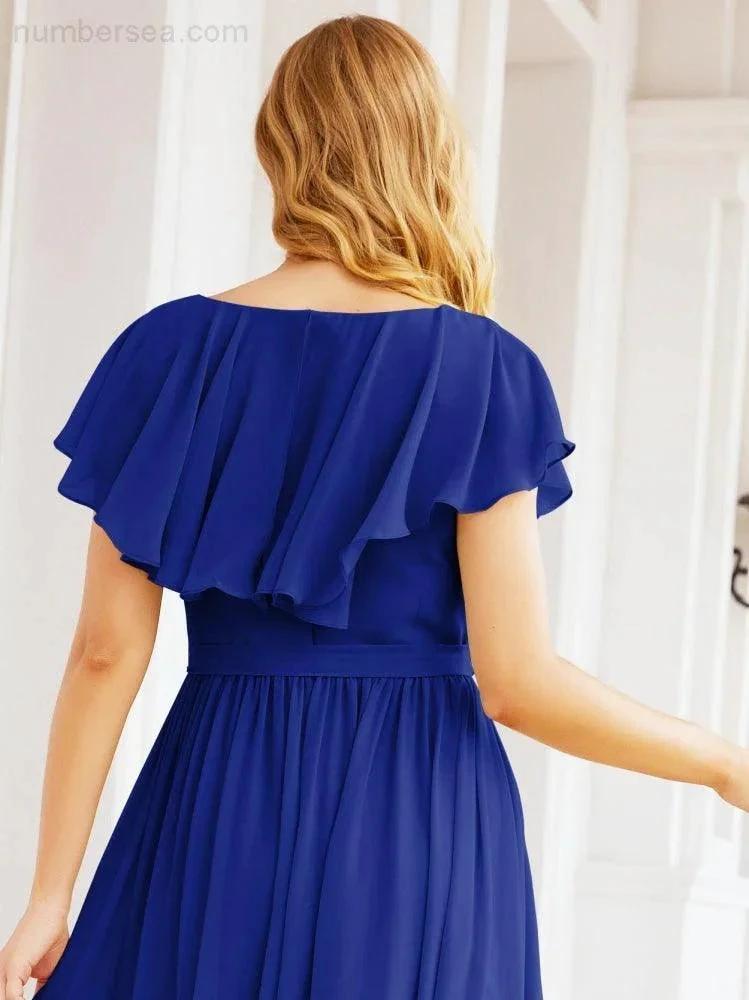 Bridesmaid Dresses with Flutter Sleeves Formal Evening Party Prom Gowns 28044 (ZD17033)