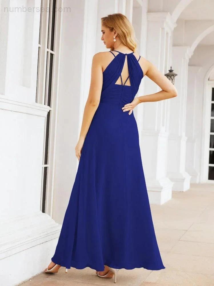 ZapDress Double Spaghetti Straps Bridesmaid Dresses for Women Long Formal Party Dress Side Split 28051 (ZD17036)