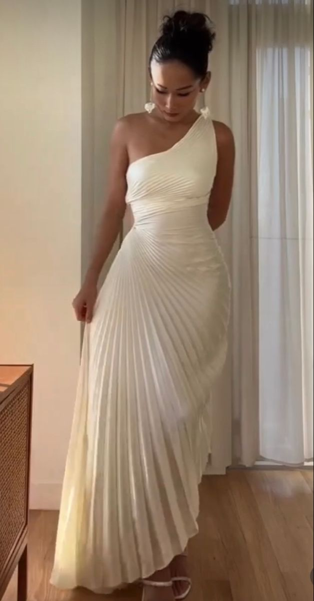 One-Shoulder Mermaid Satin Prom Dresses Pleaded Evening Dress J8848