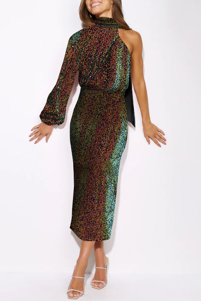 Elegant Formal Solid Sequins Slit Halter Evening Dress Dresses - View 9 | VelvetHem