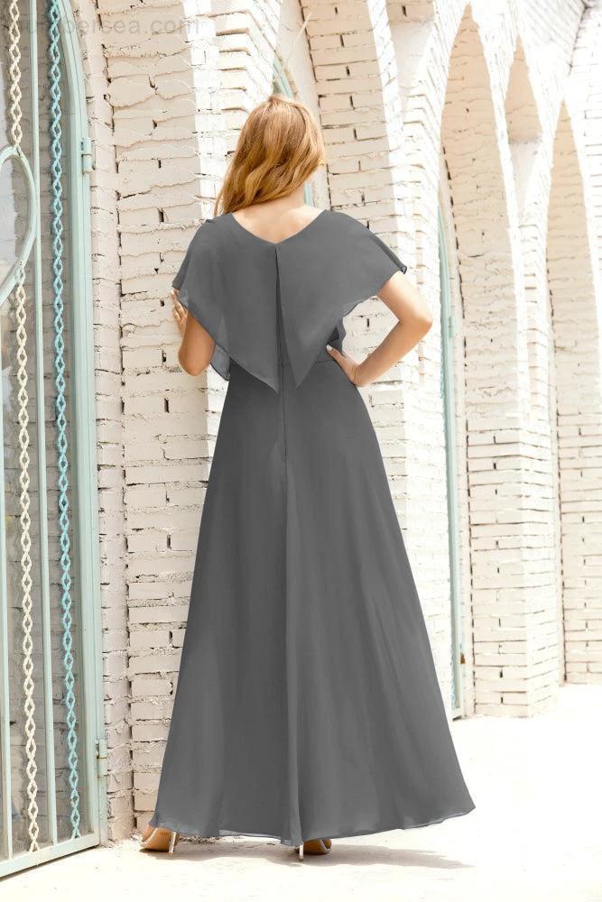 Zapdress Mother of The Bride Dresses Plus Size V-Neck Floor Length Formal Prom Dress for Wedding Guest 28020 (ZD17058)