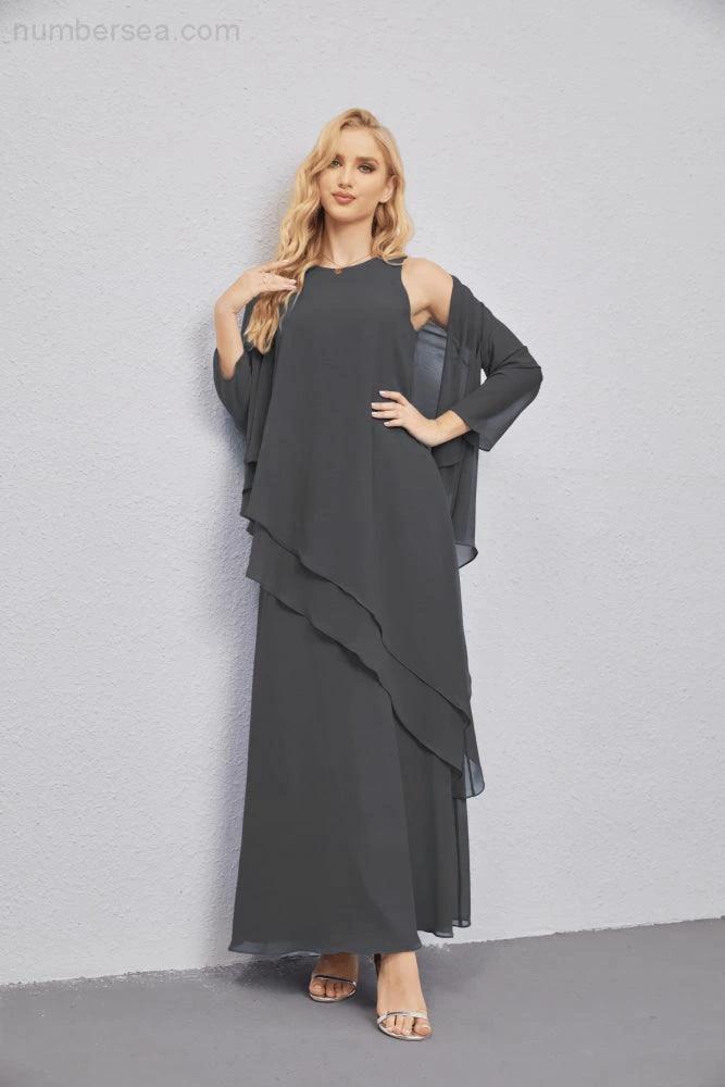 Mother of Bride Dresses with Open Front Lightweight Cardigan Formal Prom Gown 28081 (ZD16990)