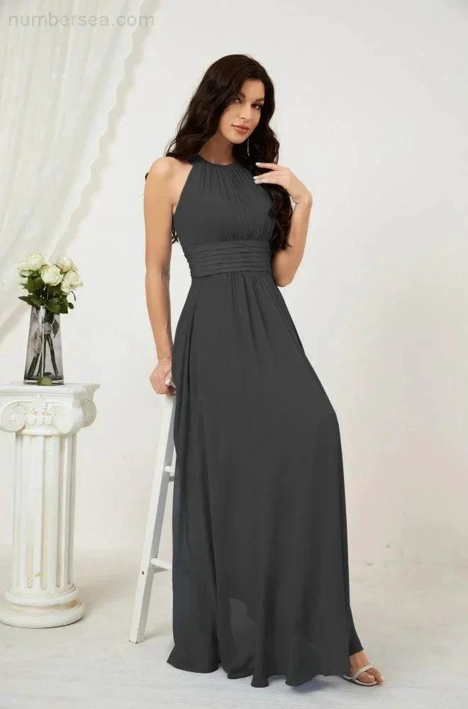 ZapDress Formal Party Gown Dress Chiffon Halter Long Sleeveless Bridesmaid Dresses 2802 (ZD16960)