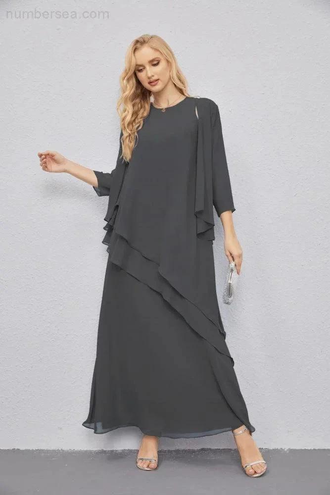 Mother of Bride Dresses with Open Front Lightweight Cardigan Formal Prom Gown 28081 (ZD16990)