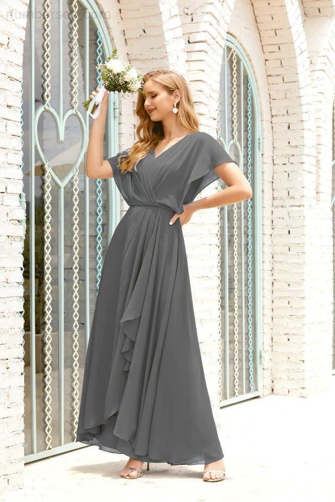 Zapdress Mother of The Bride Dresses Plus Size V-Neck Floor Length Formal Prom Dress for Wedding Guest 28020 (ZD17058)