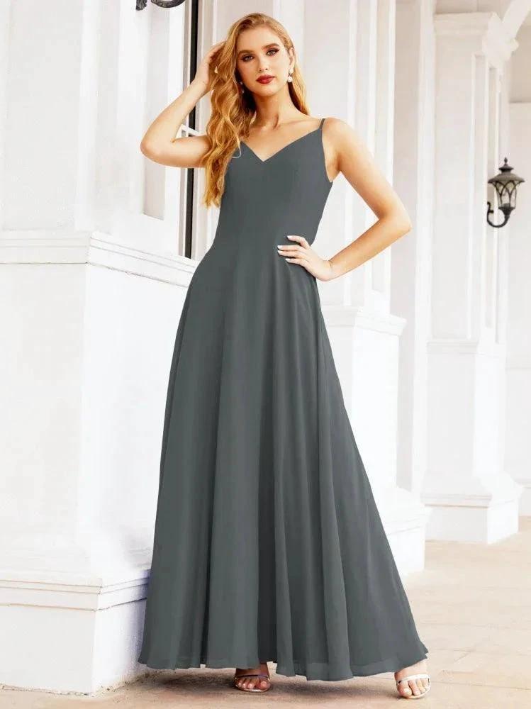 Numbersea Spaghetti Strap Bridesmaid Dresses V Neck Butterfly Back Fromal Evening Party Prom Gown 28036 by numbersea