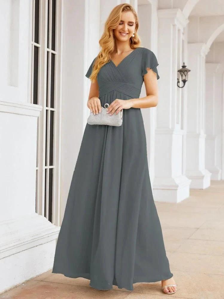 Numbersea Formal Prom Gowns for Mother of The Bride Cap Sleeves Bridesmaid Dress 28047 by numbersea