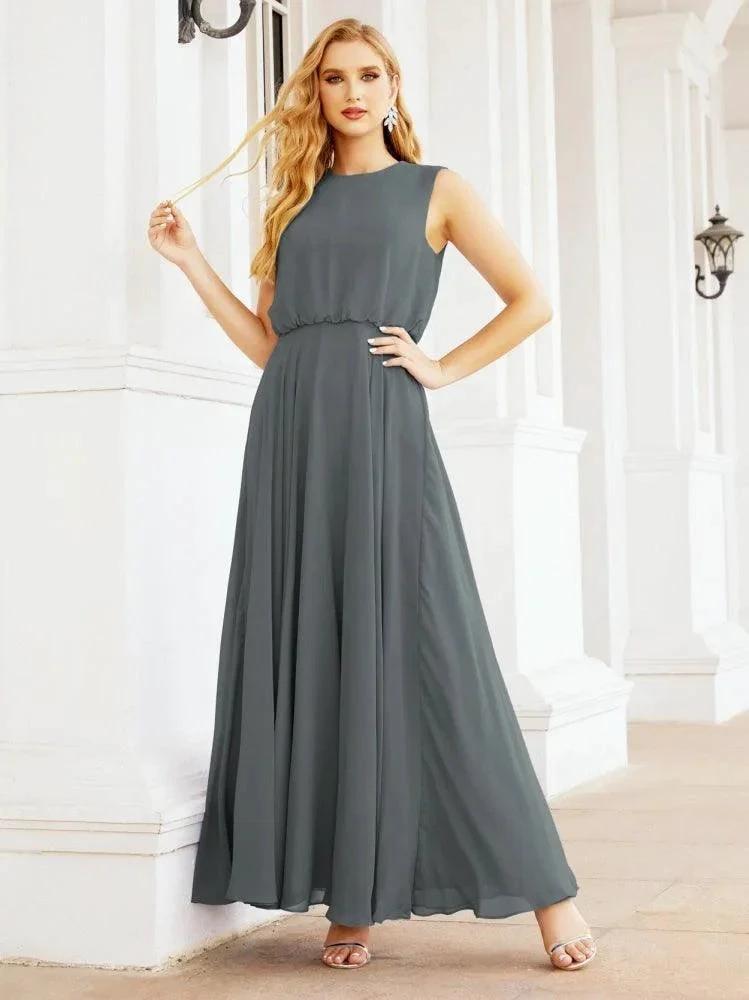 Numbersea Sleeveless Long Bridesmaid Dress A line Formal Evening Prom Gown 28025 by numbersea
