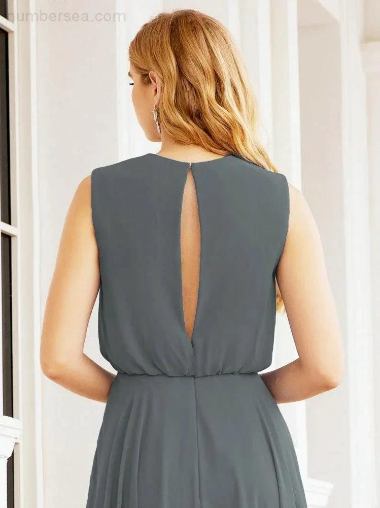 ZapDress Sleeveless Long Bridesmaid Dress A line Formal Evening Prom Gown 28025 (ZD17053)