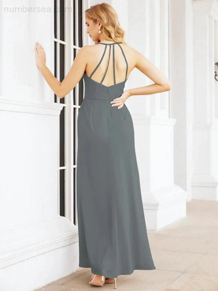 ZapDress Spaghetti Strap Bridesmaid Dresses V-Neck Long A-Line Formal Prom Gowns 28063 (ZD17045)