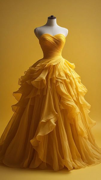 Ball Gown Sweetheart Yellow Party Dress Prom & Evening Dress
