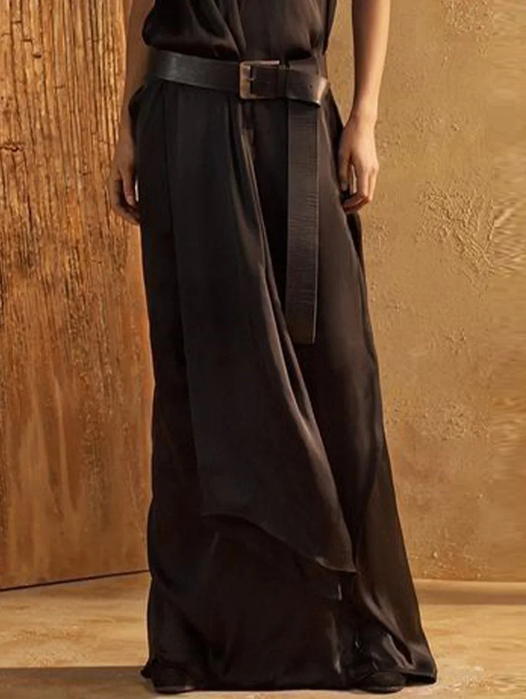 Black Elegant Plain High Neck Sleeveless Loose Maxi Tank Dress