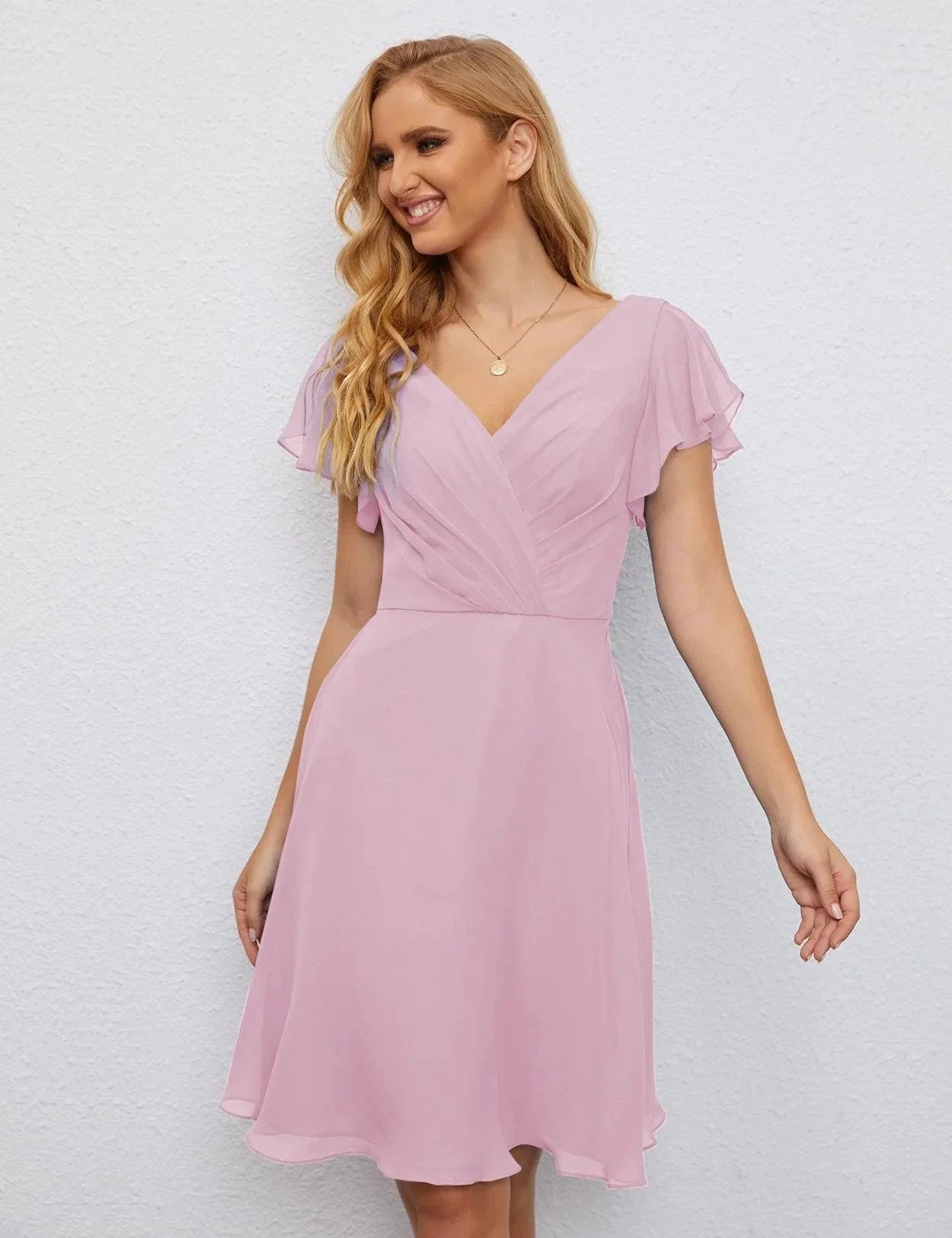 ZapDress U Back Homecoming Dress Formal Prom Dress Knee Length Short Sleeves Cocktail Party Dress 28077 (ZD16953)