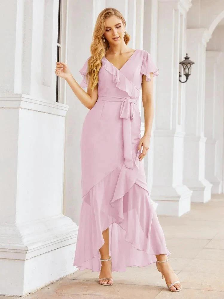Numbersea Ruffled Bridesmaid Dresses Mermaid Formal Violin Evening Party Prom Gowns 28042 by numbersea