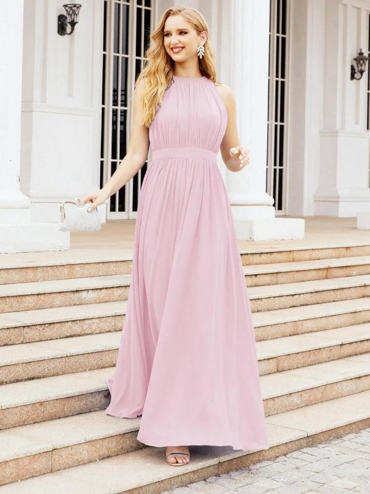 Numbersea Halter Bridesmaid Dress Empire Waist Formal Evening Prom Gown for Mother of The Bride 28030 by numbersea