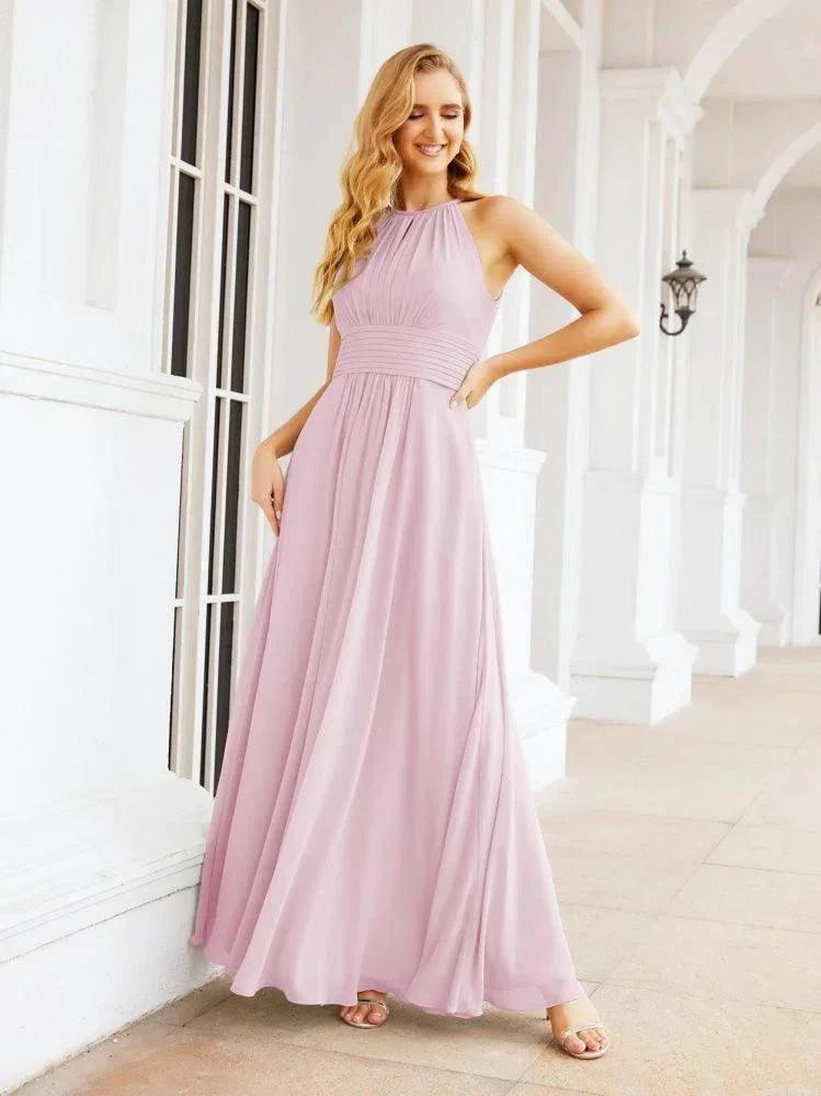 Numbersea Keyhole Bridesmaid Dresses Sleeveless Formal Evening Party Prom Gowns 28043 by numbersea