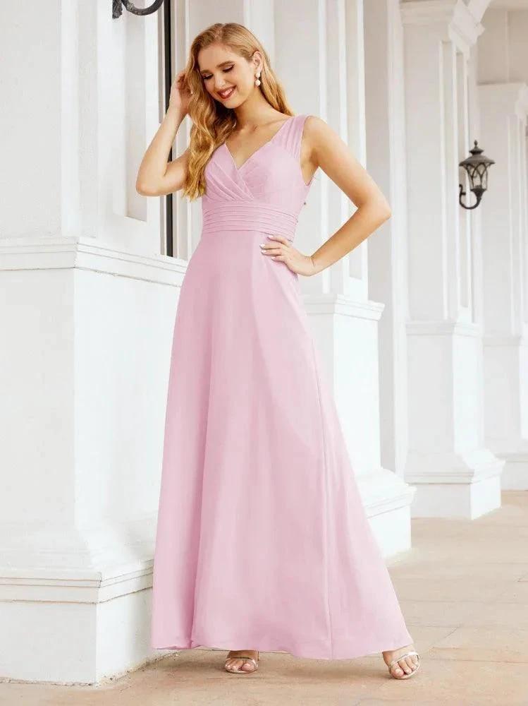 Formal Prom Gown Elegant V-Neck Sleeveless Bridesmaid Dresses for Wedding Party 28037 by numbersea
