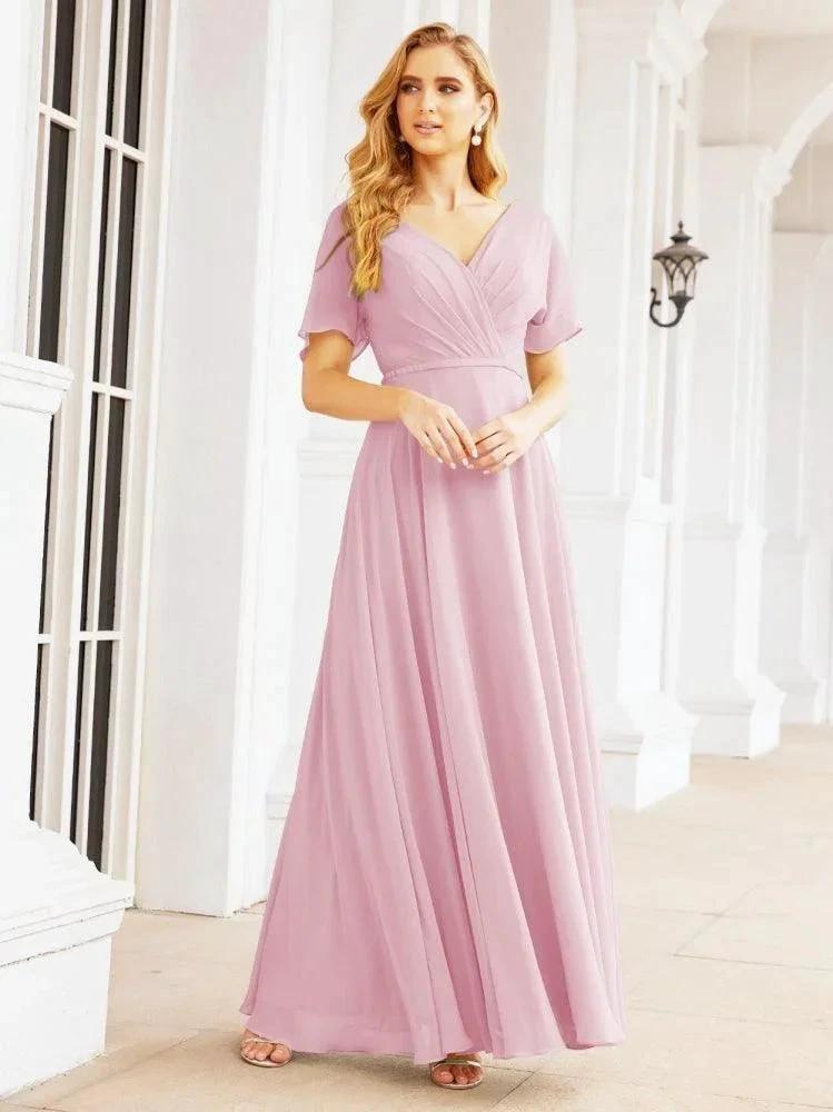 Numbersea Formal Prom Gowns for Mother of The Bride Short Sleeves Bridesmaid Dress 28049 by numbersea