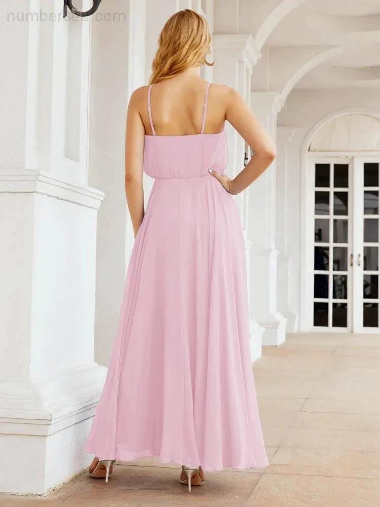 ZapDress Halter Long Bridesmaid Dresses Formal A line Juniors Dress 28029 (ZD17029)