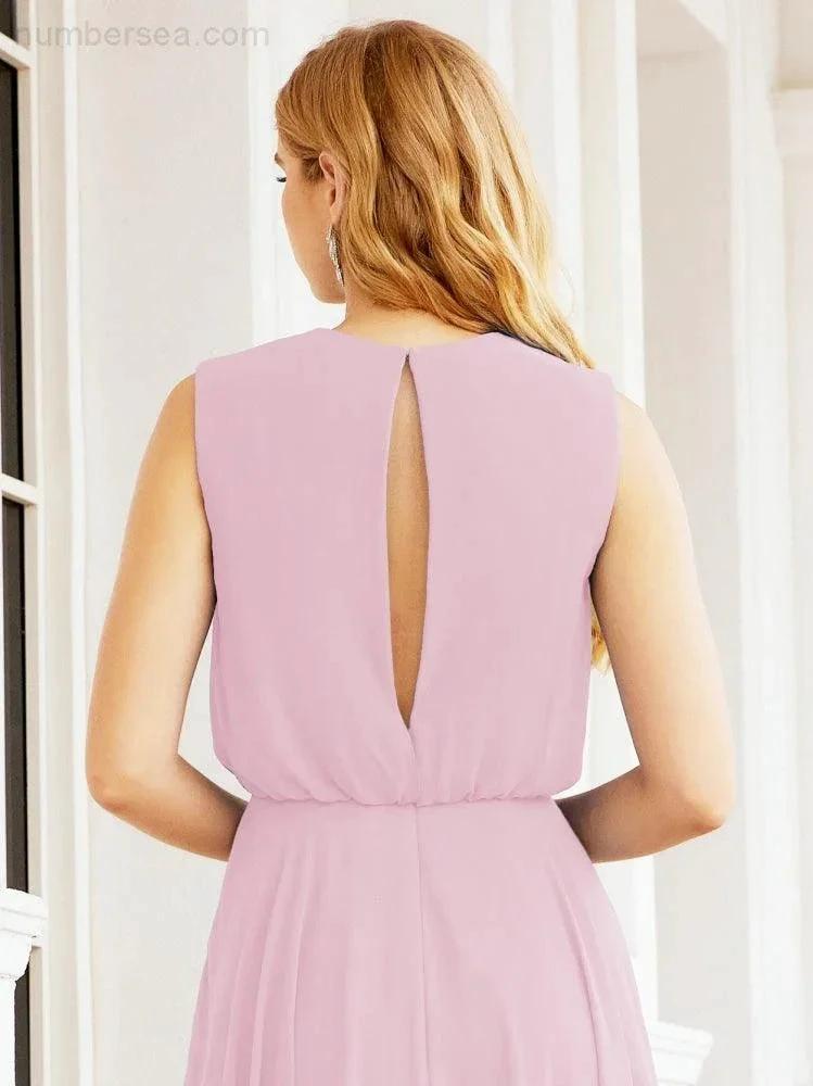 ZapDress Sleeveless Long Bridesmaid Dress A line Formal Evening Prom Gown 28025 (ZD17053)