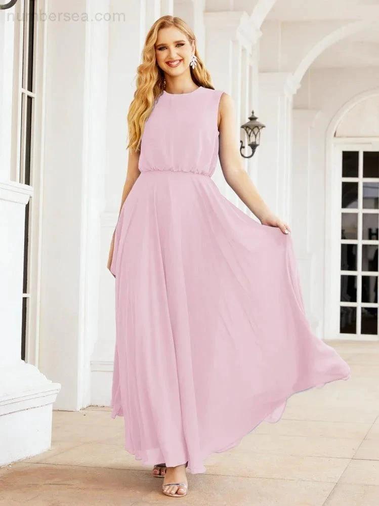 ZapDress Sleeveless Long Bridesmaid Dress A line Formal Evening Prom Gown 28025 (ZD17053)