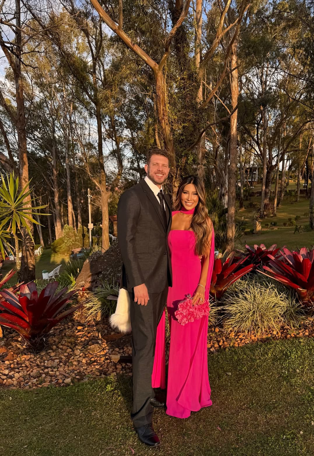 Hot Pink Wedding Guest Dress Chiffon Formal Dress J7820