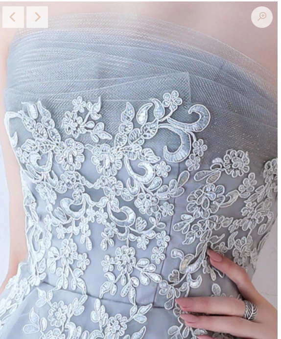 Gray tulle lace High-Low prom dress, cute homecoming dress - View 5 | FashionDia
