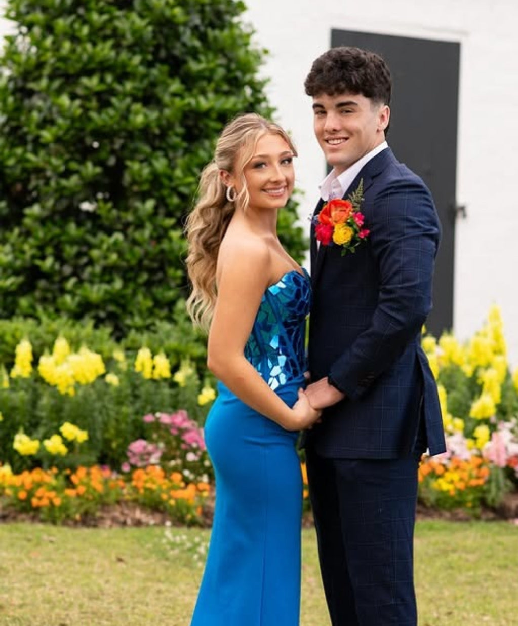 Sweetheart Blue Mermaid Long Prom Dress Beaded Graduation Dress