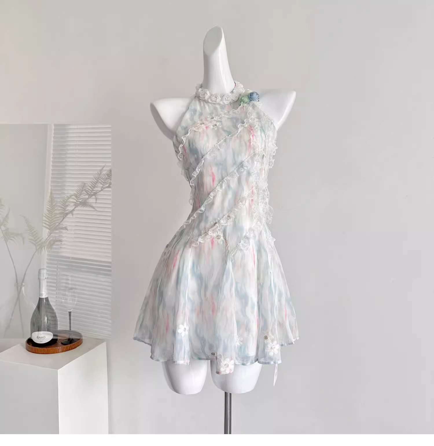Jasmine Green Summer Sweet Slim Waist Design Short Dress