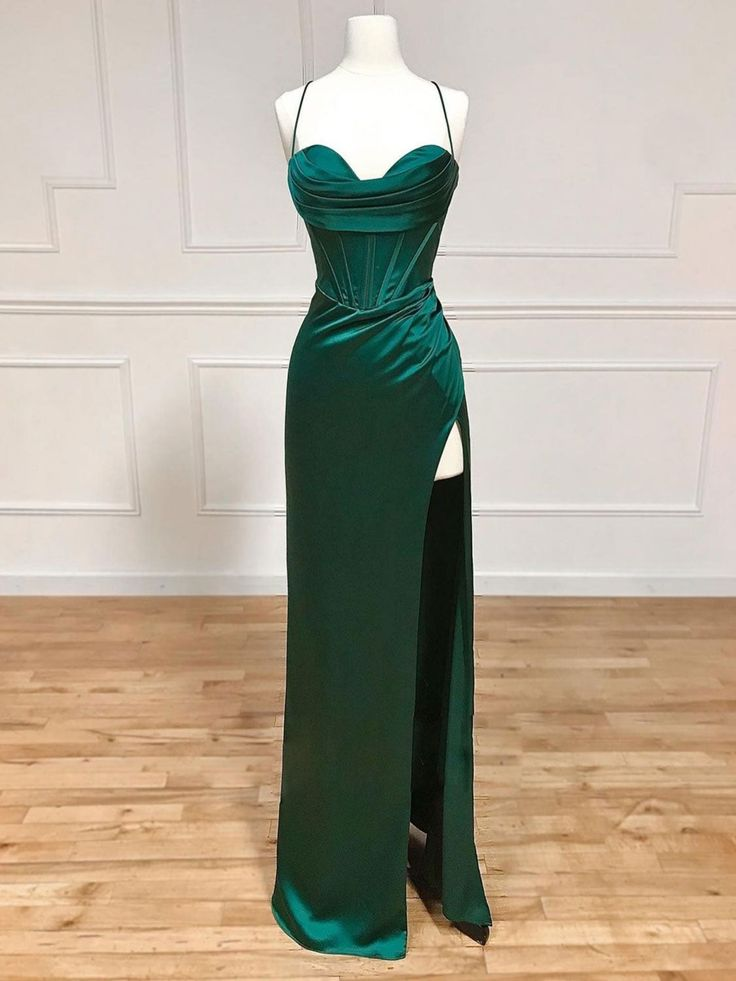 Mermaid Sweetheart Neck Green Long Prom Dress, Green Formal Evening Dress - View 2 | FashionDia