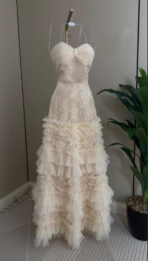 Elegant Sweetheart Neck Pink Sequin Tulle Lace Pleated Mermaid Long Party Dress Evening Gown - View 4 | FashionDia