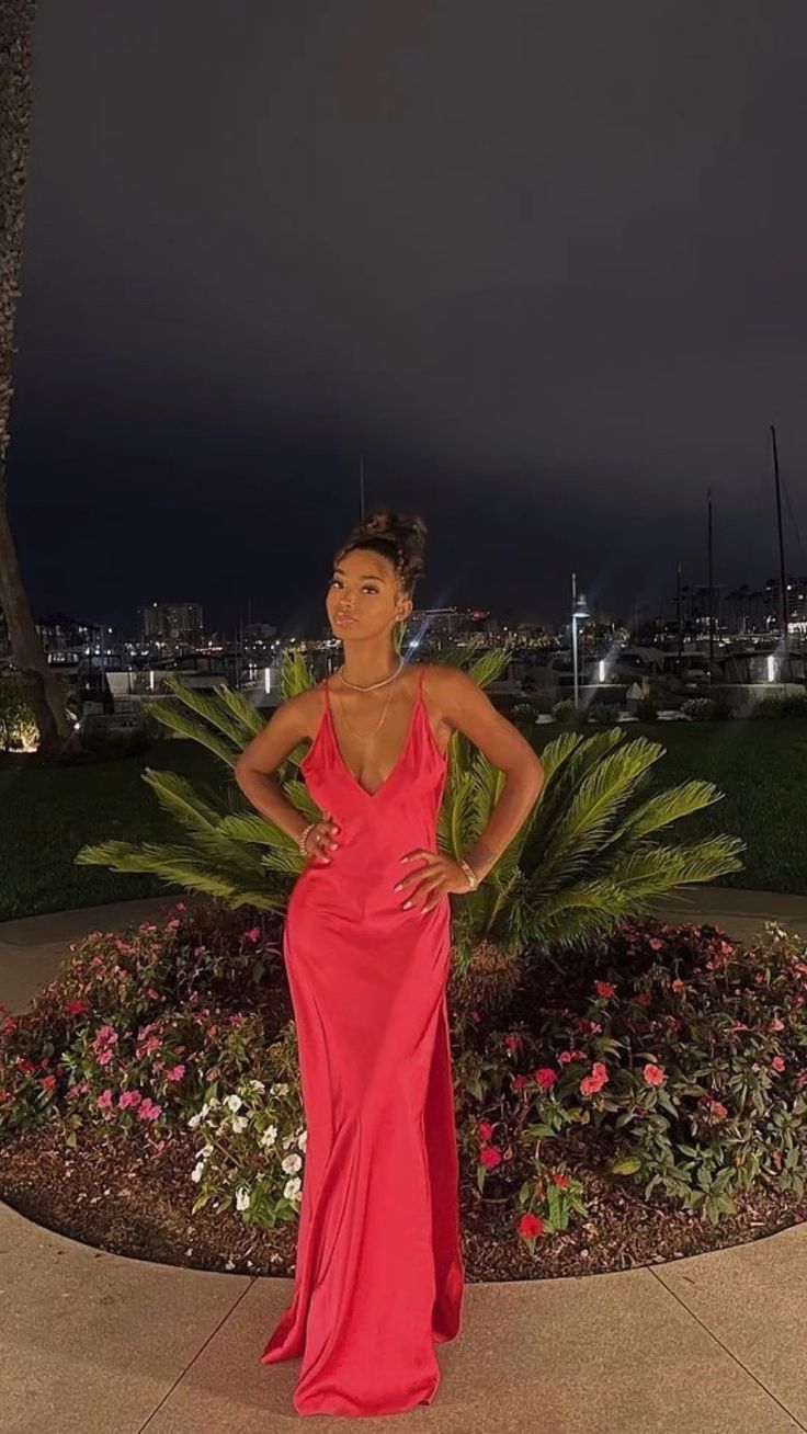 Simple Hot Pink Spaghetti Straps Evening Dress,Graduation Dress