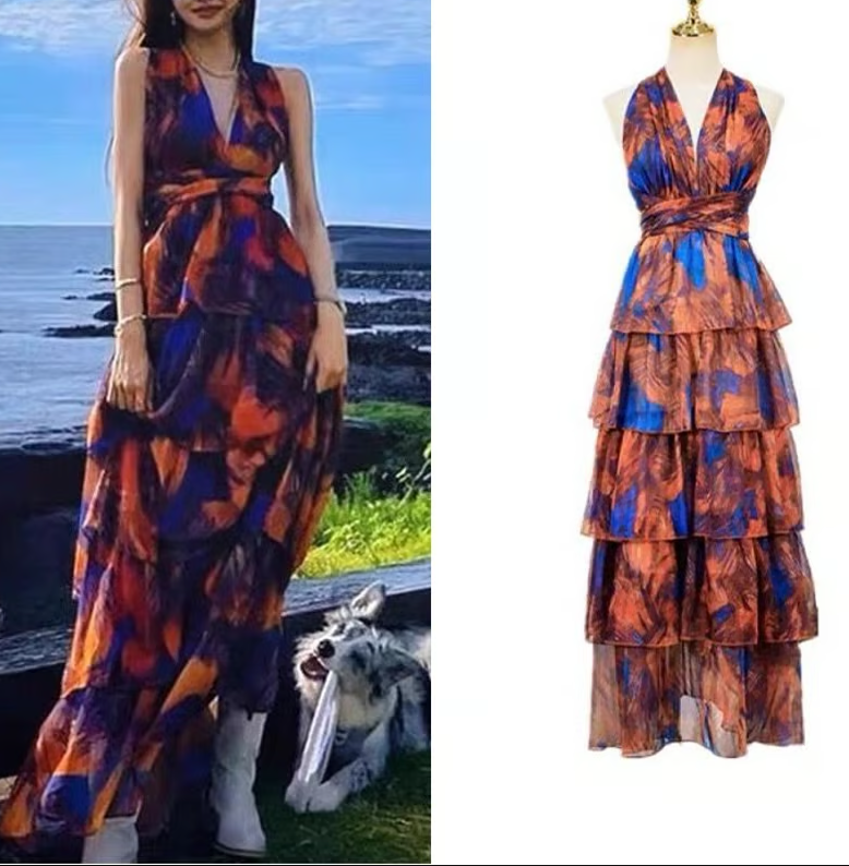 Halter neck prom dress, beach dress,seaside vacation dress,bohemian long dress - View 5 | FashionDia