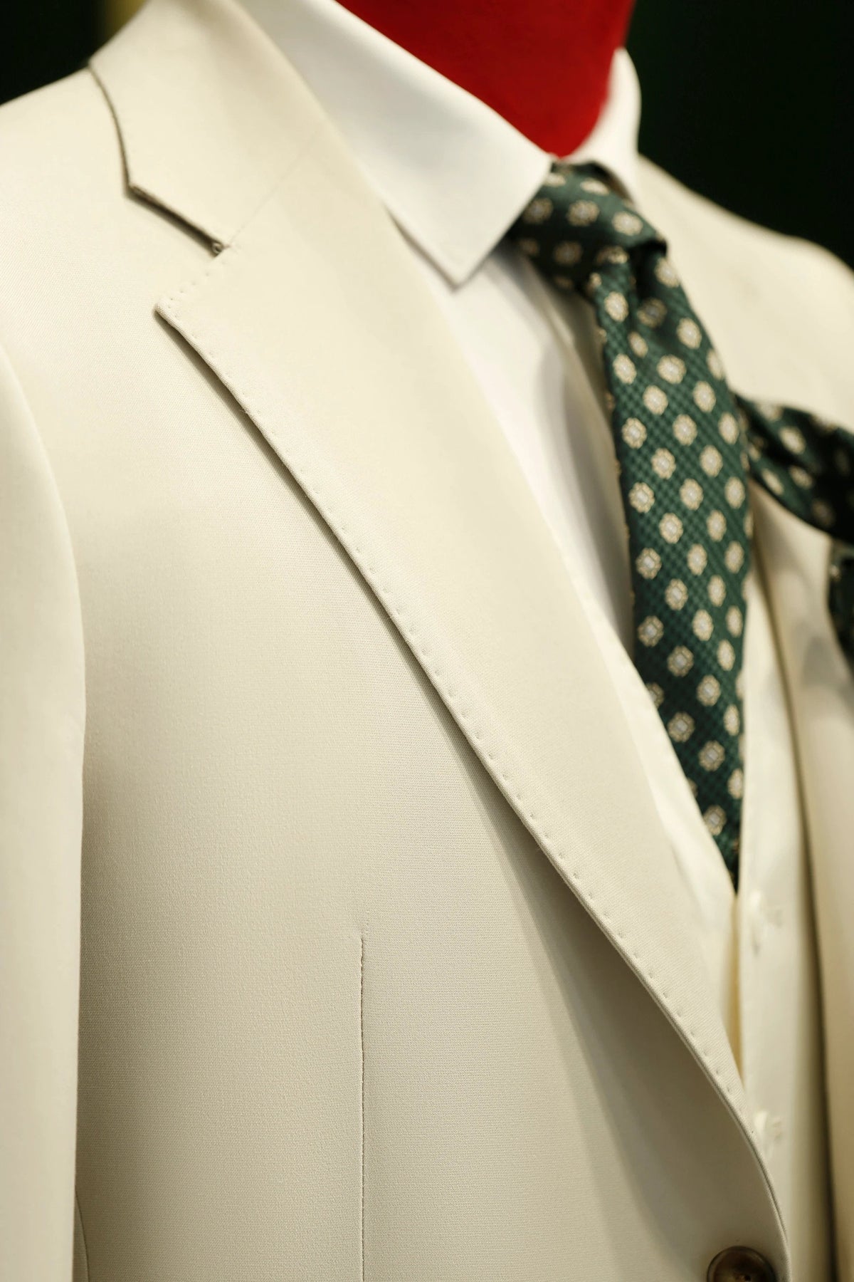 Cream Three Piece Wool Suit For Summer Wedding Groom Attire (ZD17093)
