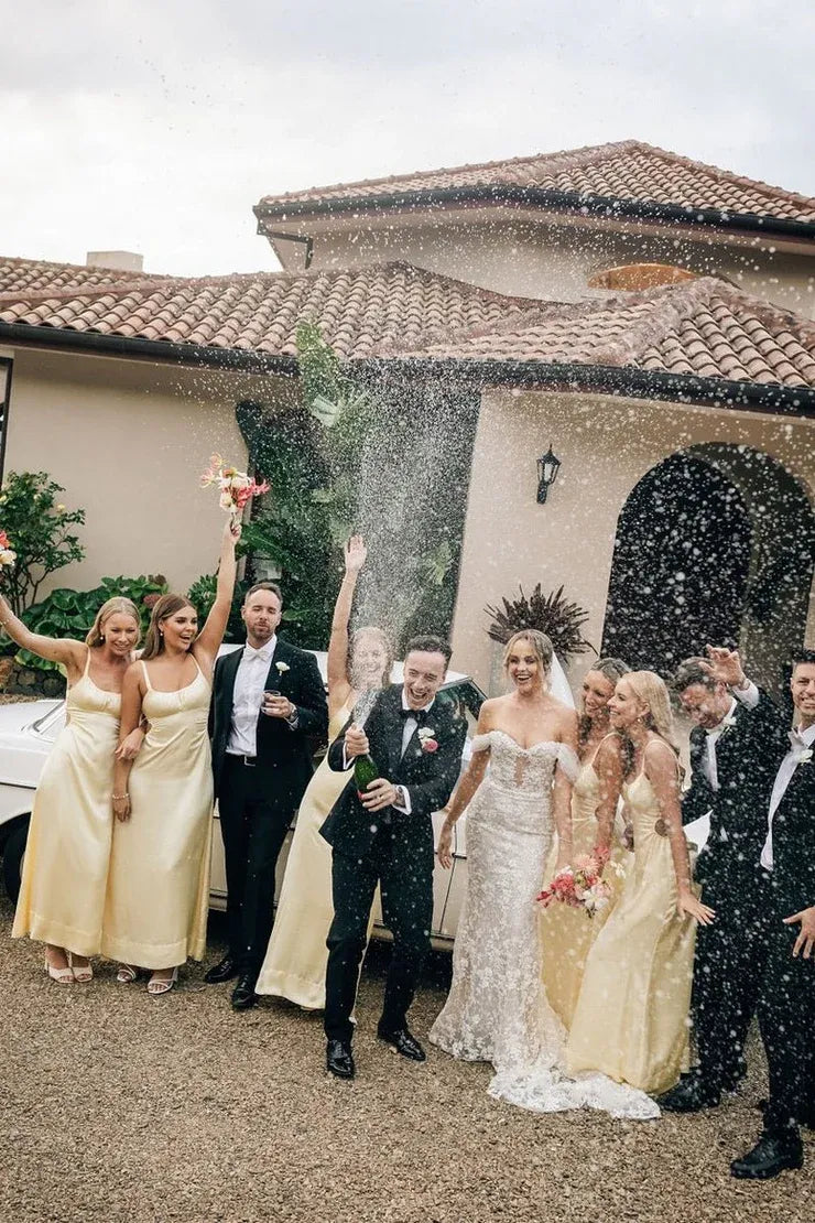 Sheath Spaghetti Straps Cutout Long Bridesmaid Dresses - View 3 | FashionDia