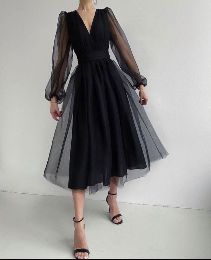 Graduation dress Short A-Line Prom Dresses V-Neck Long Puff Sleeve Tulle Formal Wedding Evening Party Dresses For Graduation - View 8 | FashionDia
