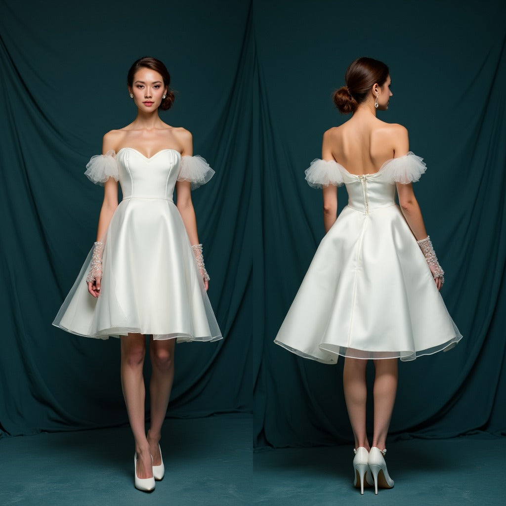 Custom Bridal Wedding Dress Long Sleeves Soft Tulle Handmade Gown