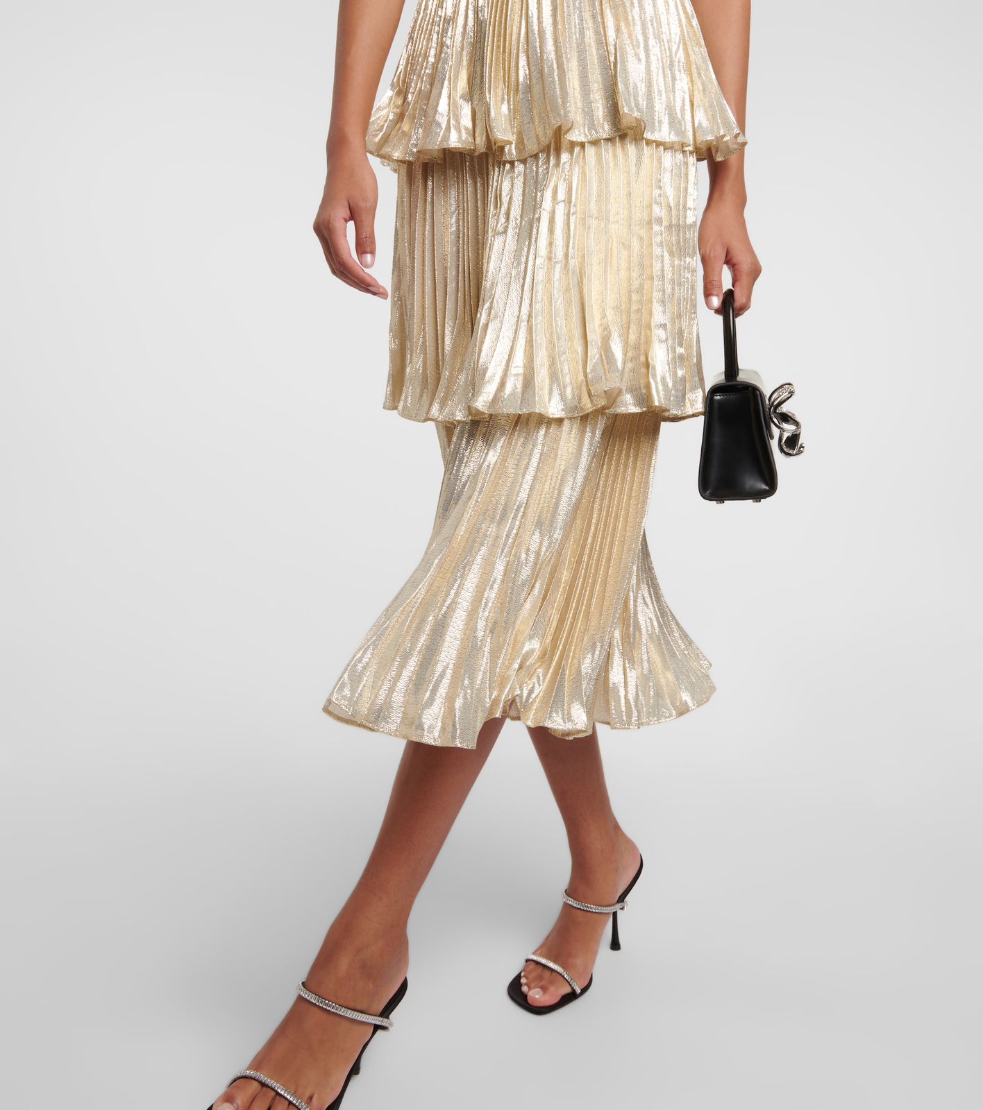 Party Ruffle Midi Dress Champagne