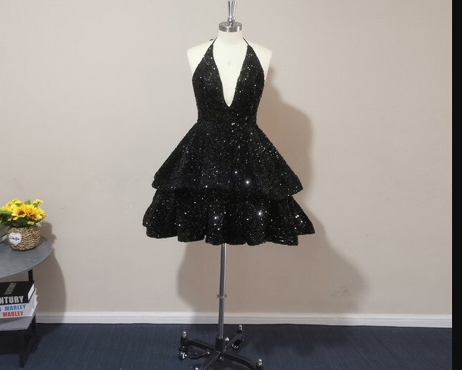 Halter Neckline Short Homecoming Dress Sequins Party Dress New Arrival Party Dress - View 7 | FashionDia
