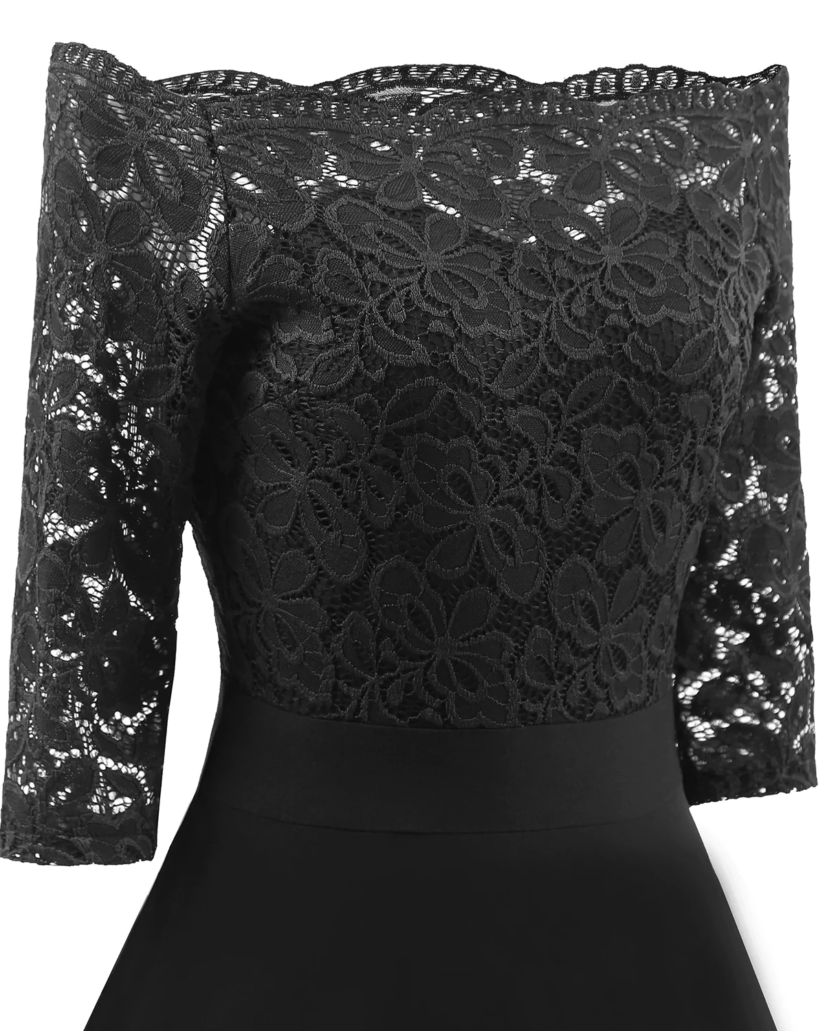 Vintage Short Black Bridesmaid Dresses One Shoulder Lace Party Dress with Sleeves